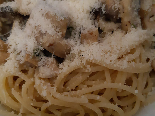 Photo réelle de la recette Spaghettis aux champignons et parmesan